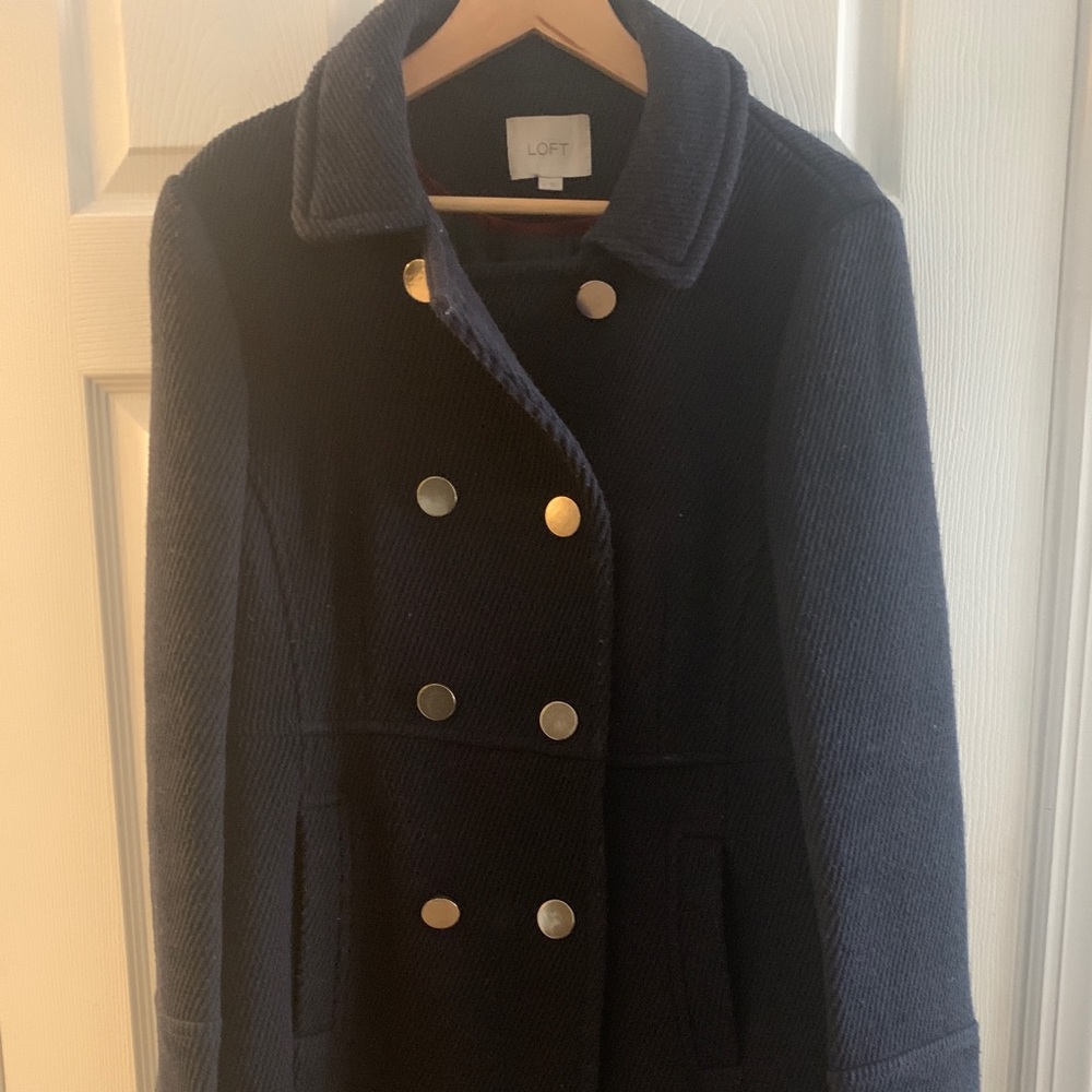 Loft navy button down wool coat